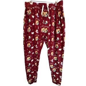 Holy Pals Oh Holy Night Unisex Pajama Pants Joggers Sz XL Christmas Holiday Red